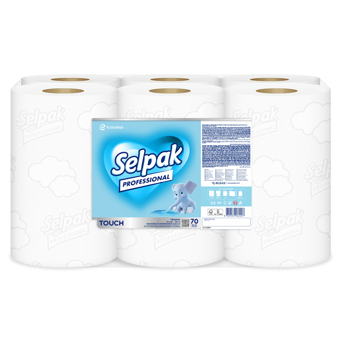 Selpak Professional Rollenhandtücher, 21 cm × 70 m – 6 Rollen