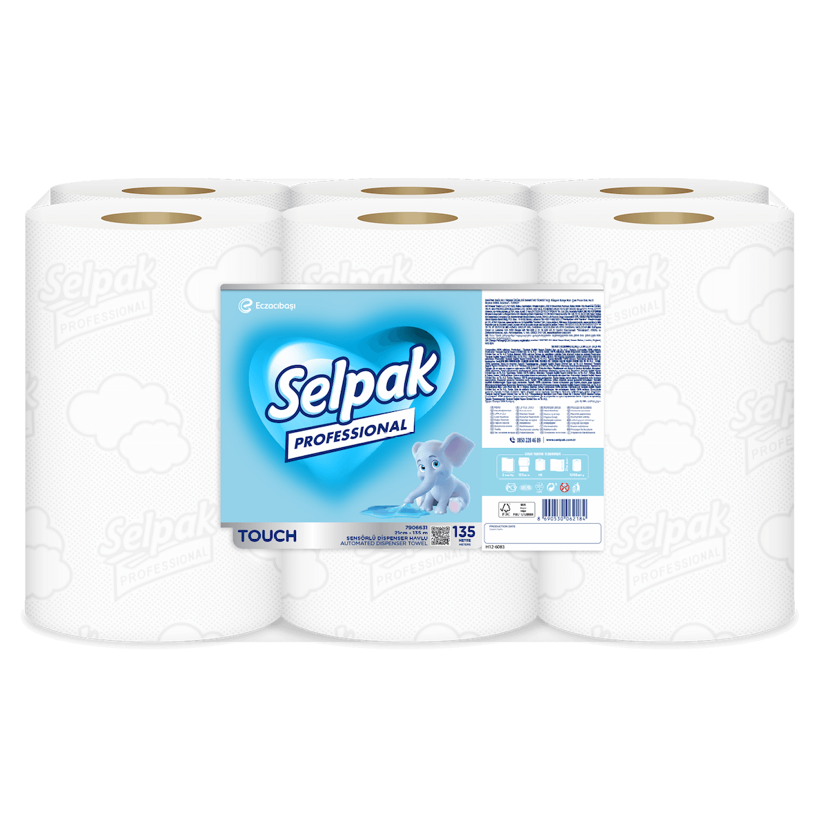 Selpak Professional Extra Rollenhandtücher, 21 cm × 135 m – 6 Rollen