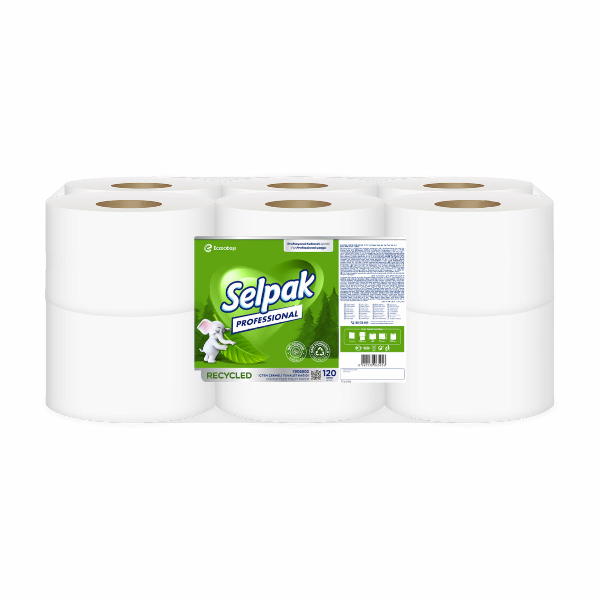 Selpak Professional Recycled Innenabrollendes Toilettenpapier, 11,6 cm × 120 m – 12 Rollen