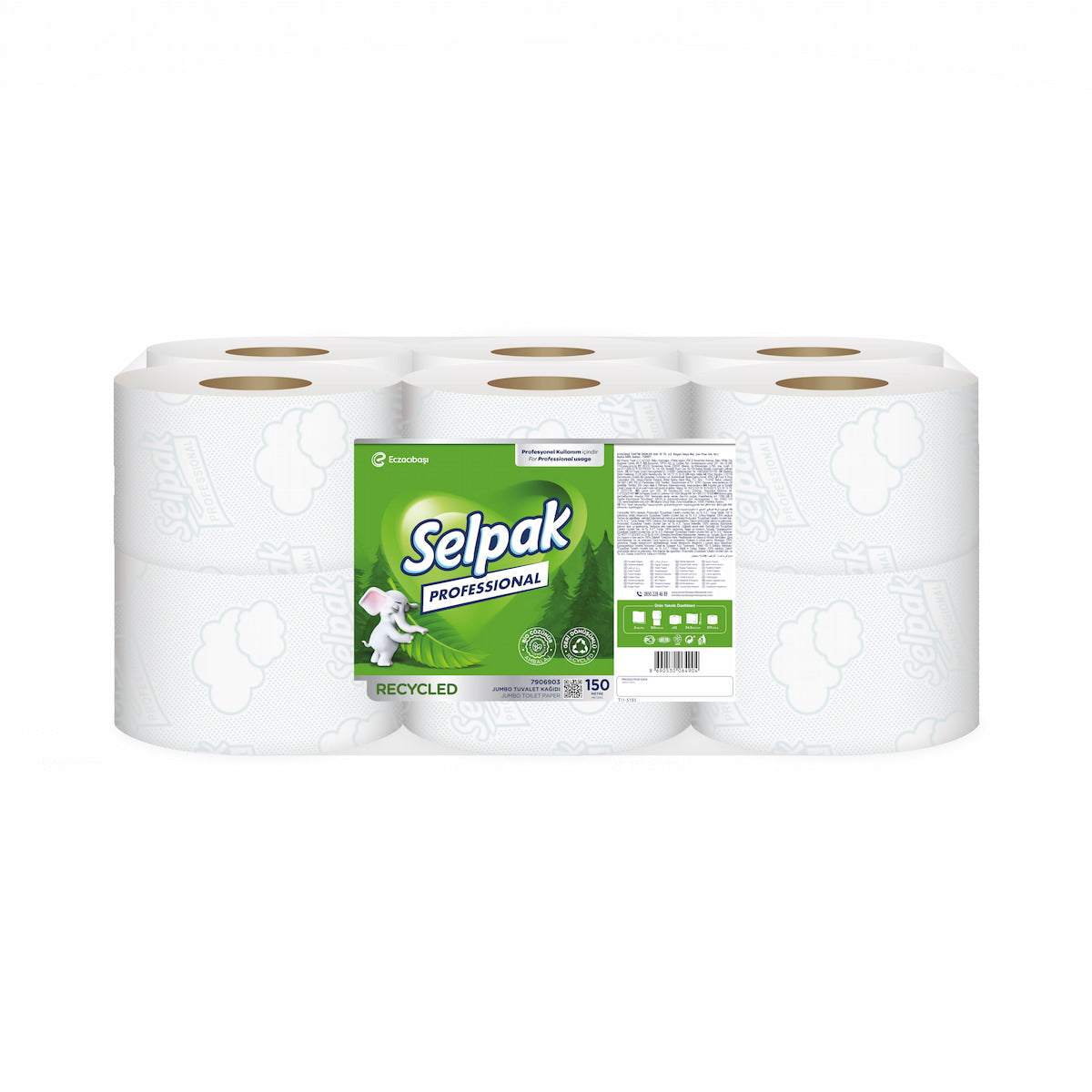 Selpak Professional Recycled Jumbo-Toilettenpapier, 10 cm × 150 m – 12 Rollen