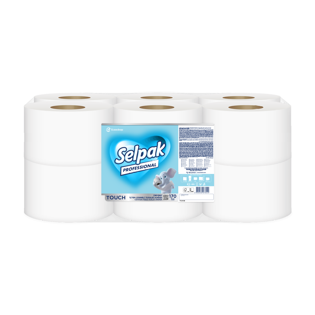 Selpak Professional Premium Innenabrollendes Toilettenpapier, 13 cm × 170 m – 12 Rollen